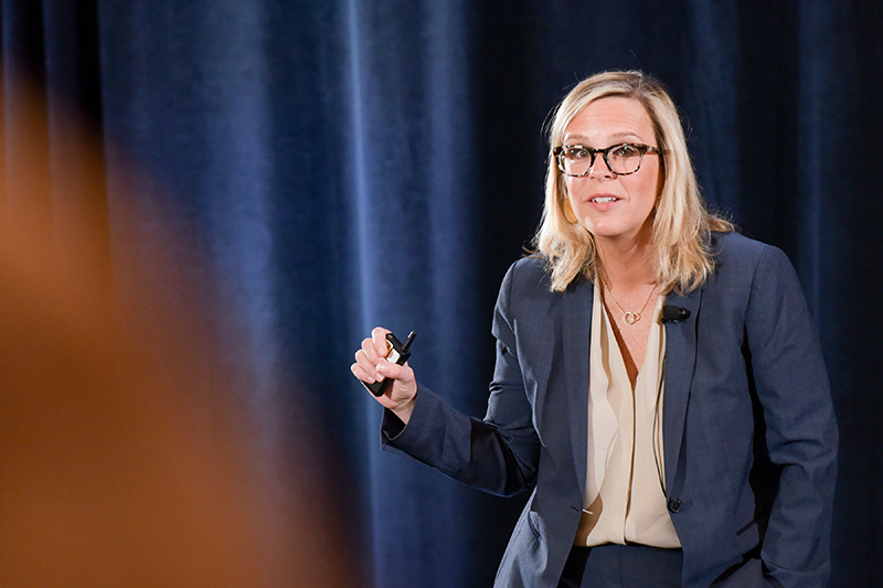 Keynote speaker Kim Churches speaks to attendees of the Women’s Impact Summit breakout sessions. 