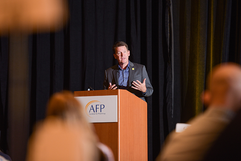 AFP President and CEO Mike Geiger kicks off AFP LEAD by addressing attendees. 