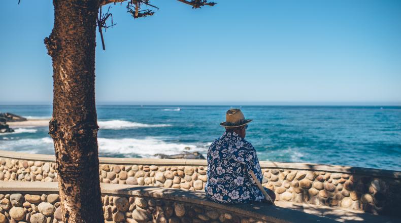 staring out at sea