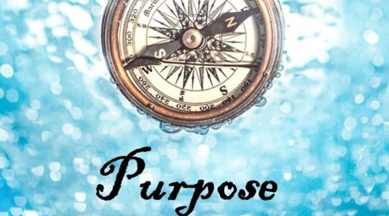 compass over water with purpose written below it