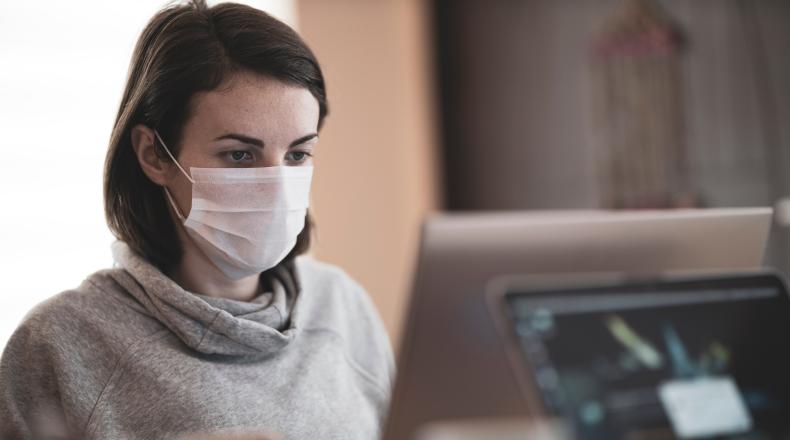 woman wearing mask