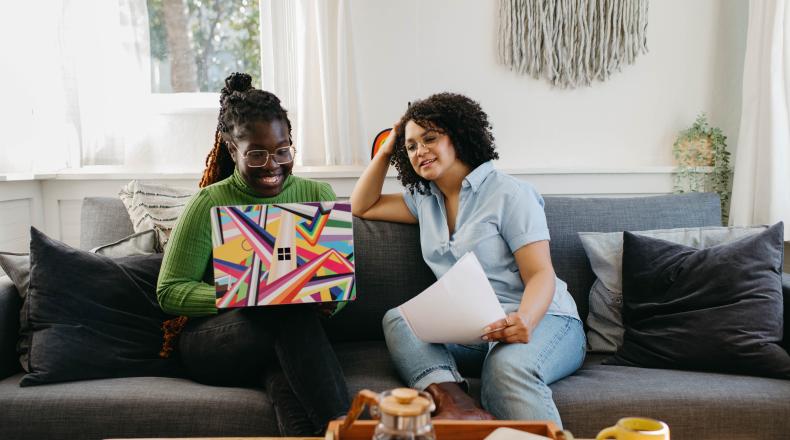 two women working