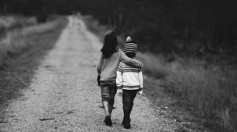 two children walking