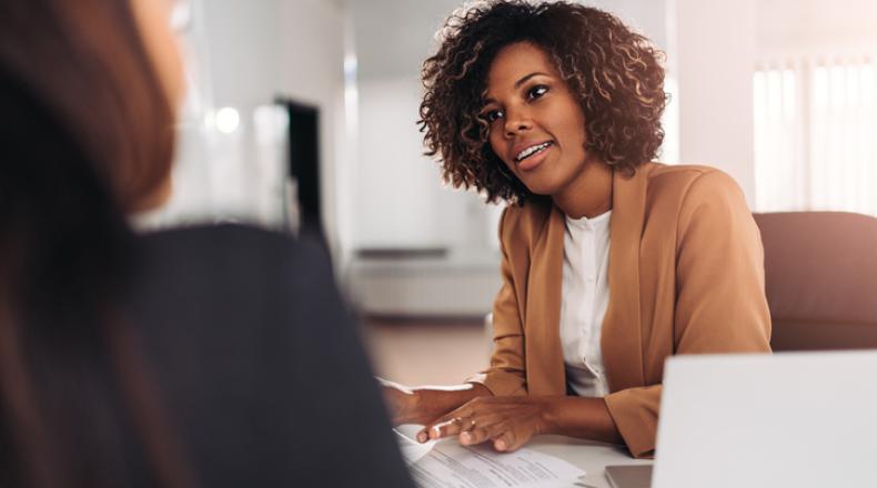 Young woman doing a job interview