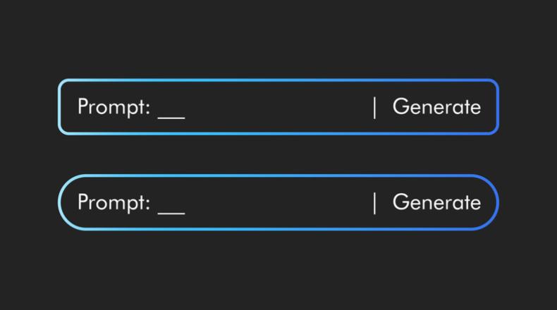 Generative AI neon prompt bar user interface stock illustration