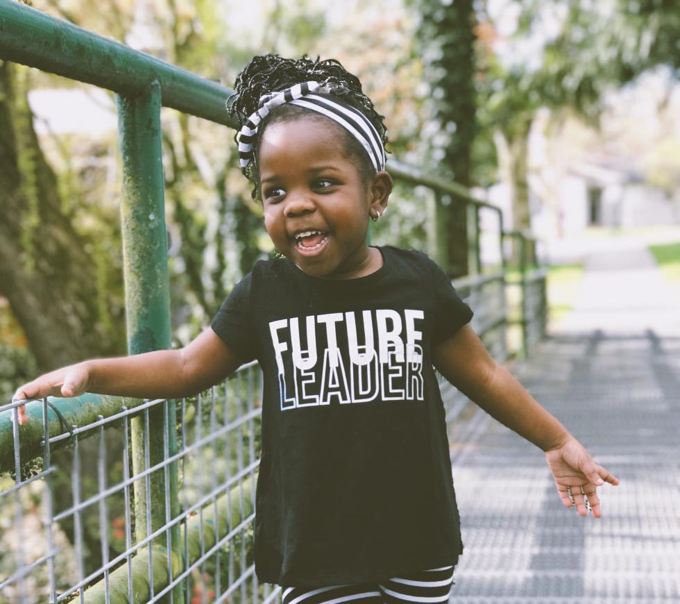 girl in leader shirt