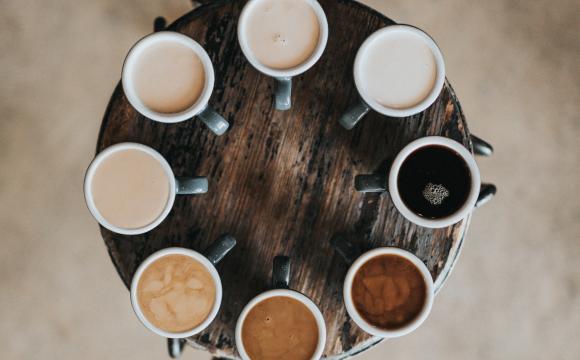 Cups of coffee varying in color