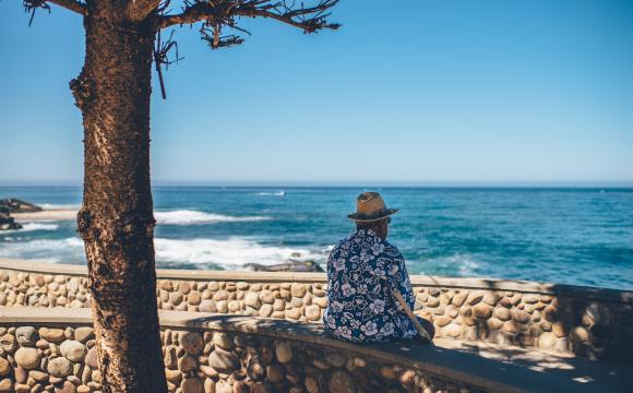 staring out at sea