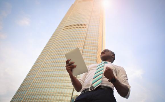 man looking up at sky