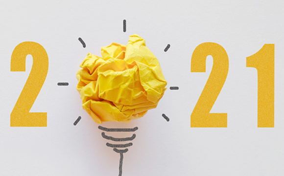 lightbulb made of paper to spell 2021