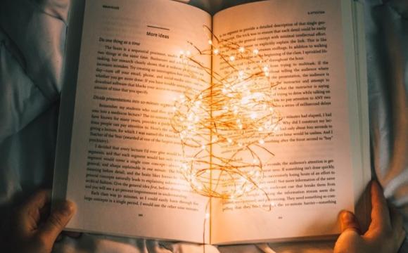 open book with lights