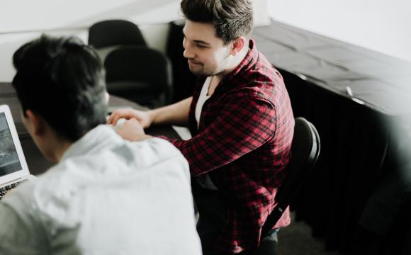 two men talking