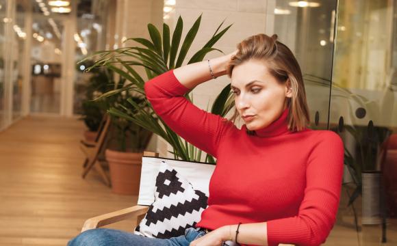 woman thinking in office