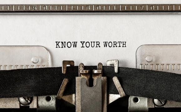 typewriter with paper that says know your worth