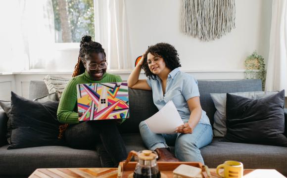 two women working