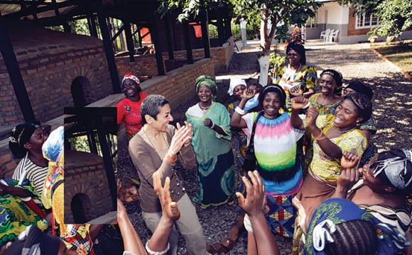 Zainab Salbi in a village in the Democratic Republic of the Congo.