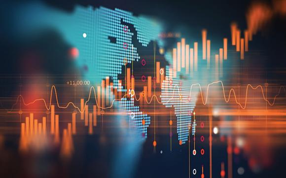 business concept wtih graph and world map