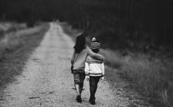 two children walking