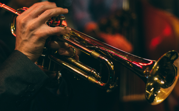 New Orleans themed man with trumpet