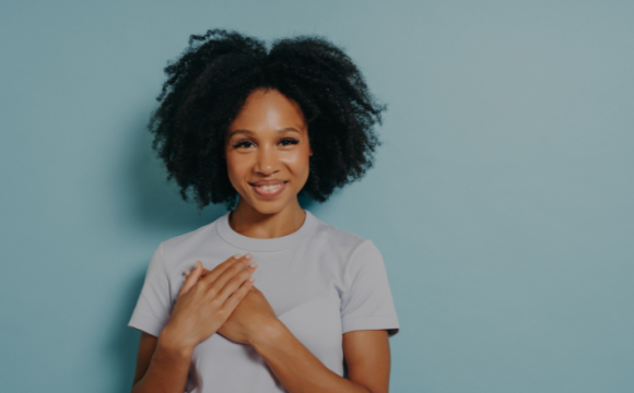 Woman expressing gratitude