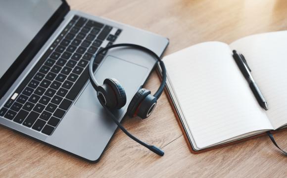 Laptop, notebook and headphones